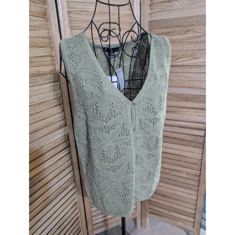 NWT Orig $98 Sanctuary Jasmine Womens Green Crochet Sleeveless Sweater Size XL